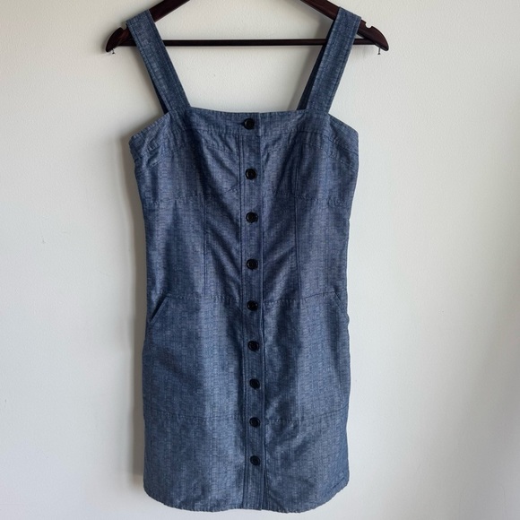Derek Lam Chambray Indigo Blue Denim Botton Front Dress Size M (8) - Picture 2 of 9